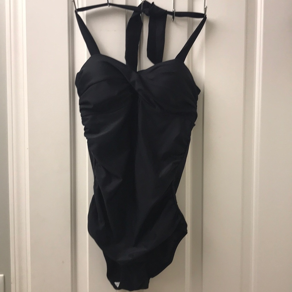 Black Ruffled Belly Swimsuit